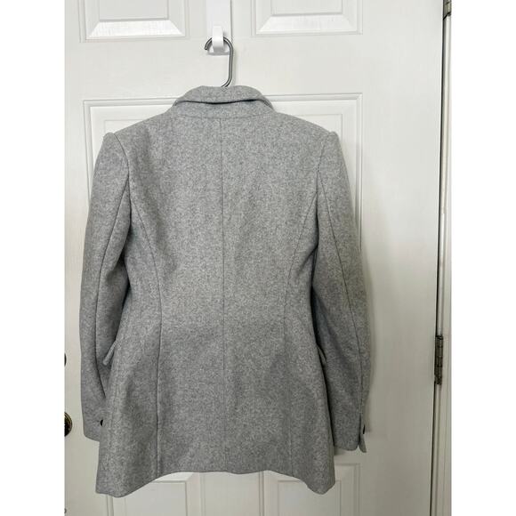 Zara Jacket Womens Medium Long Sleeve Shawl Lapel Double Breasted Blazer Gray - Picture 8 of 12